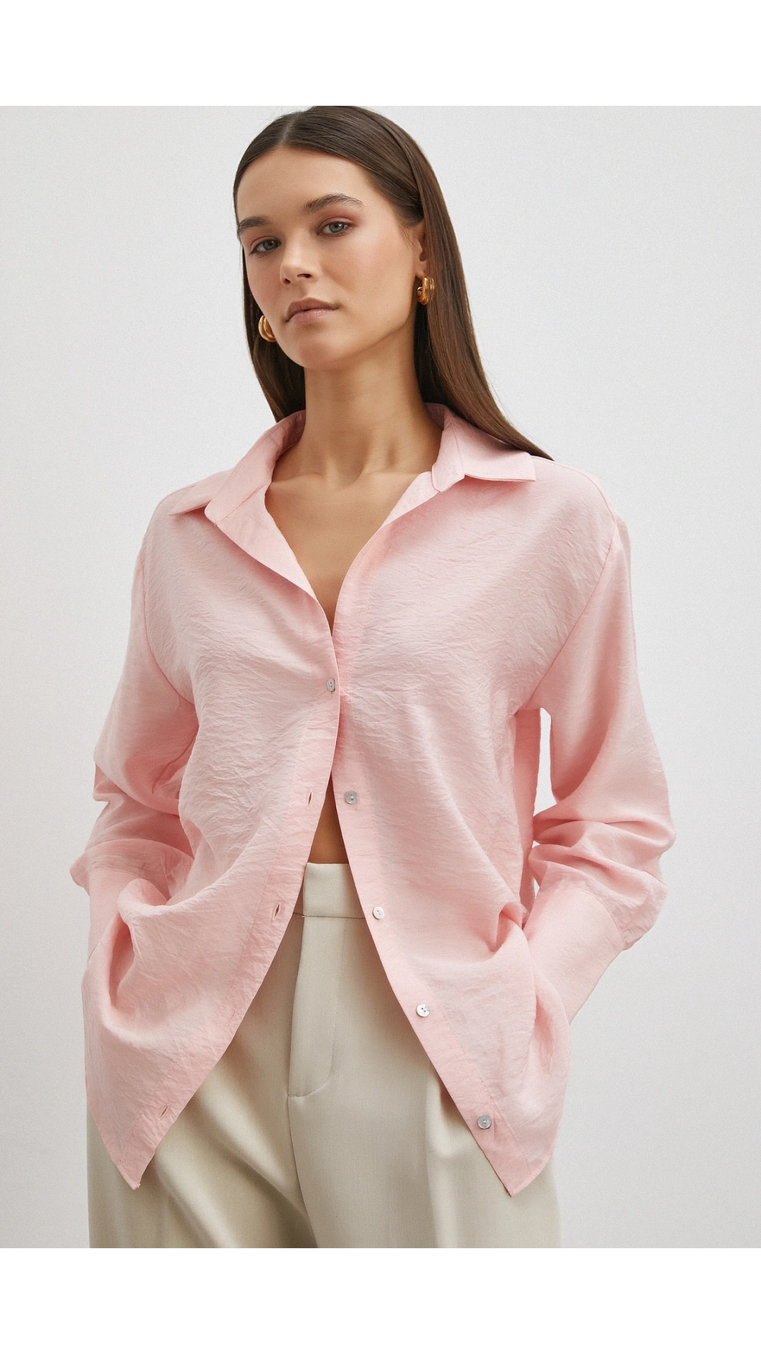 Viskon Pamuk Gömlek Pembe