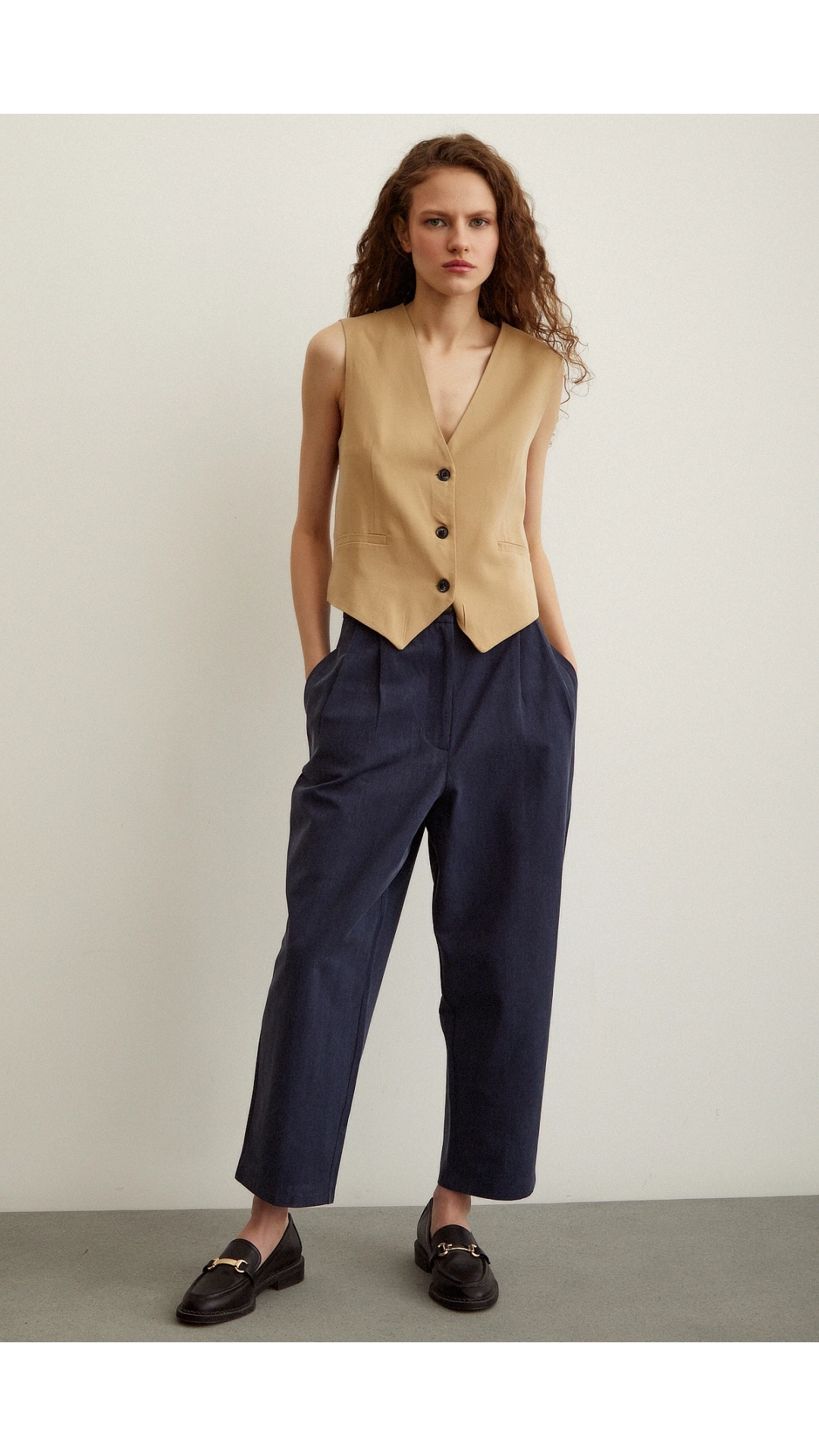 Önü Çift Pileli Pantolon Lacivert