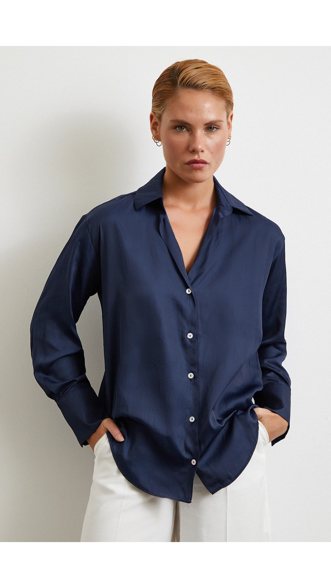 Diagonal Desen Gömlek Lacivert