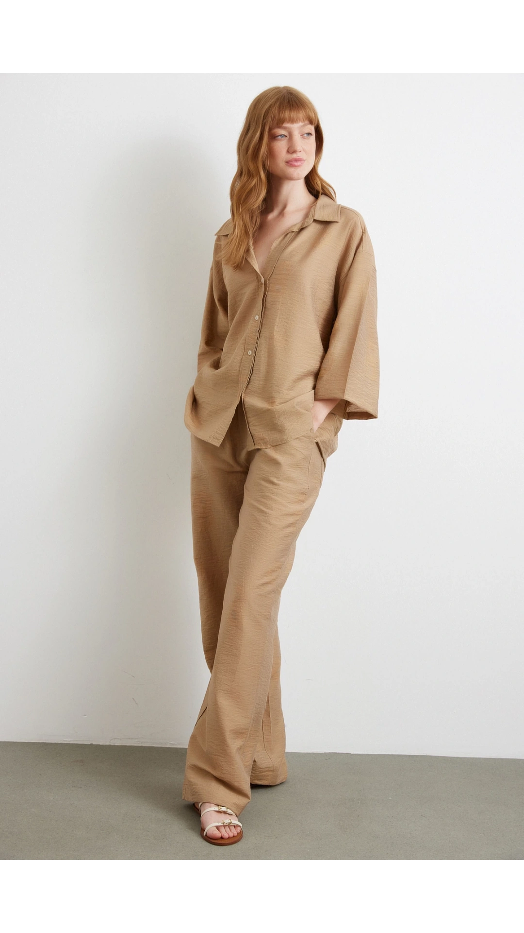 Arka Cepli Salaş Pantolon Kahve