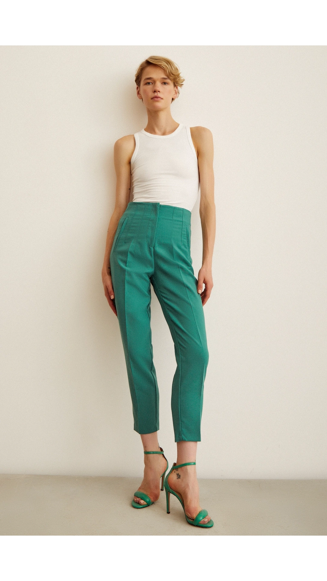 Skinny Kumaş Pantolon Yeşil