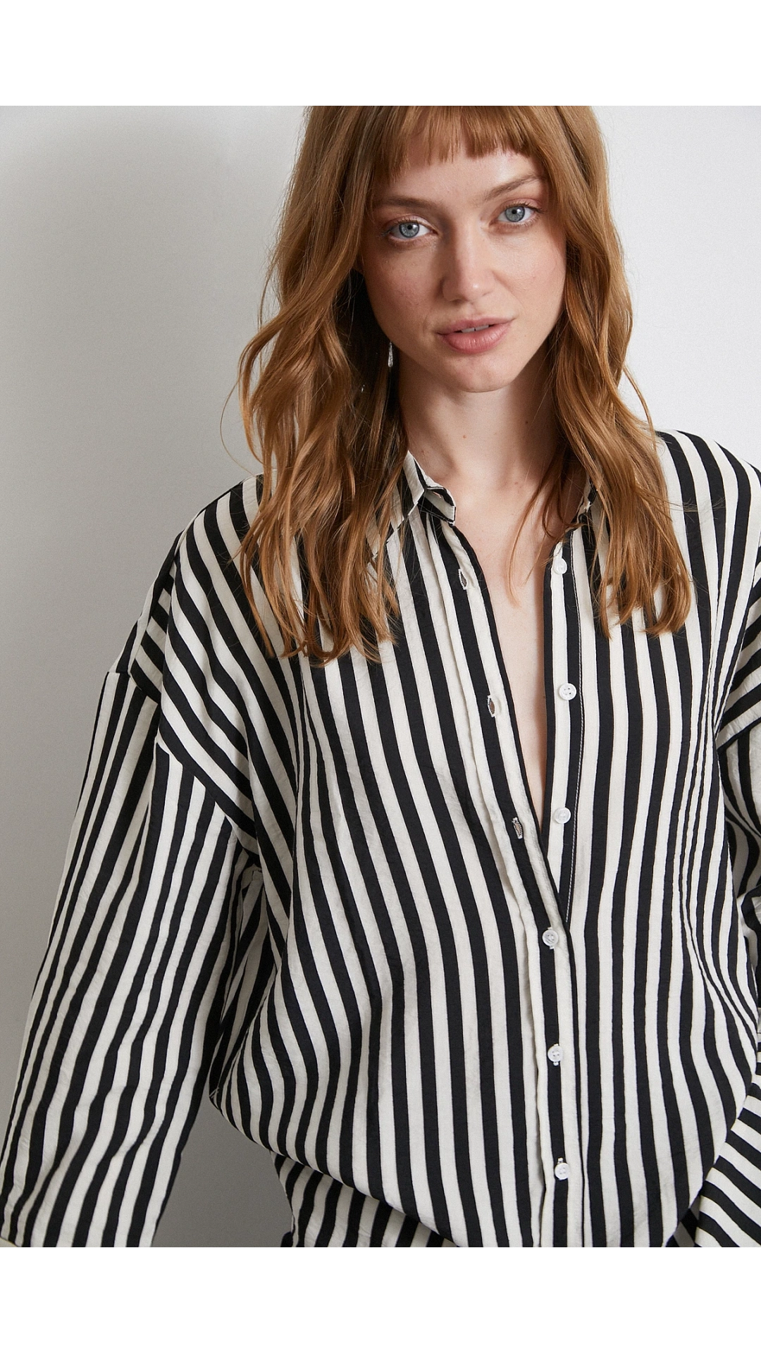 Çizgili T Kol Gömlek Siyah