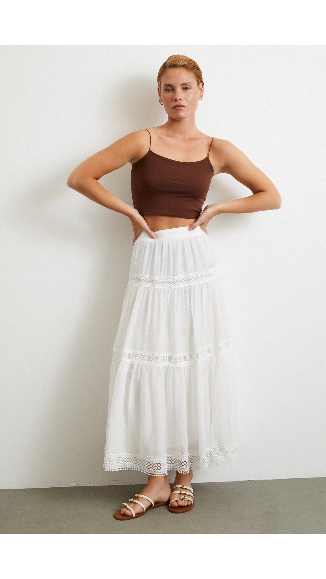 Dantelli Maxi Etek Beyaz