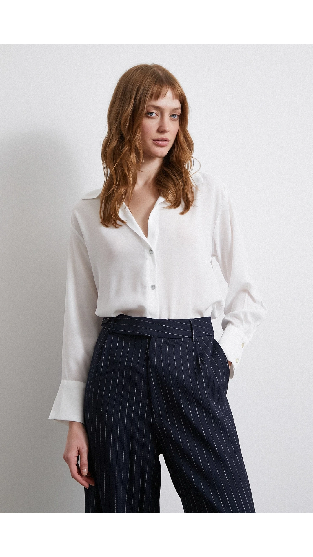 Basic Saten Gömlek Ekru