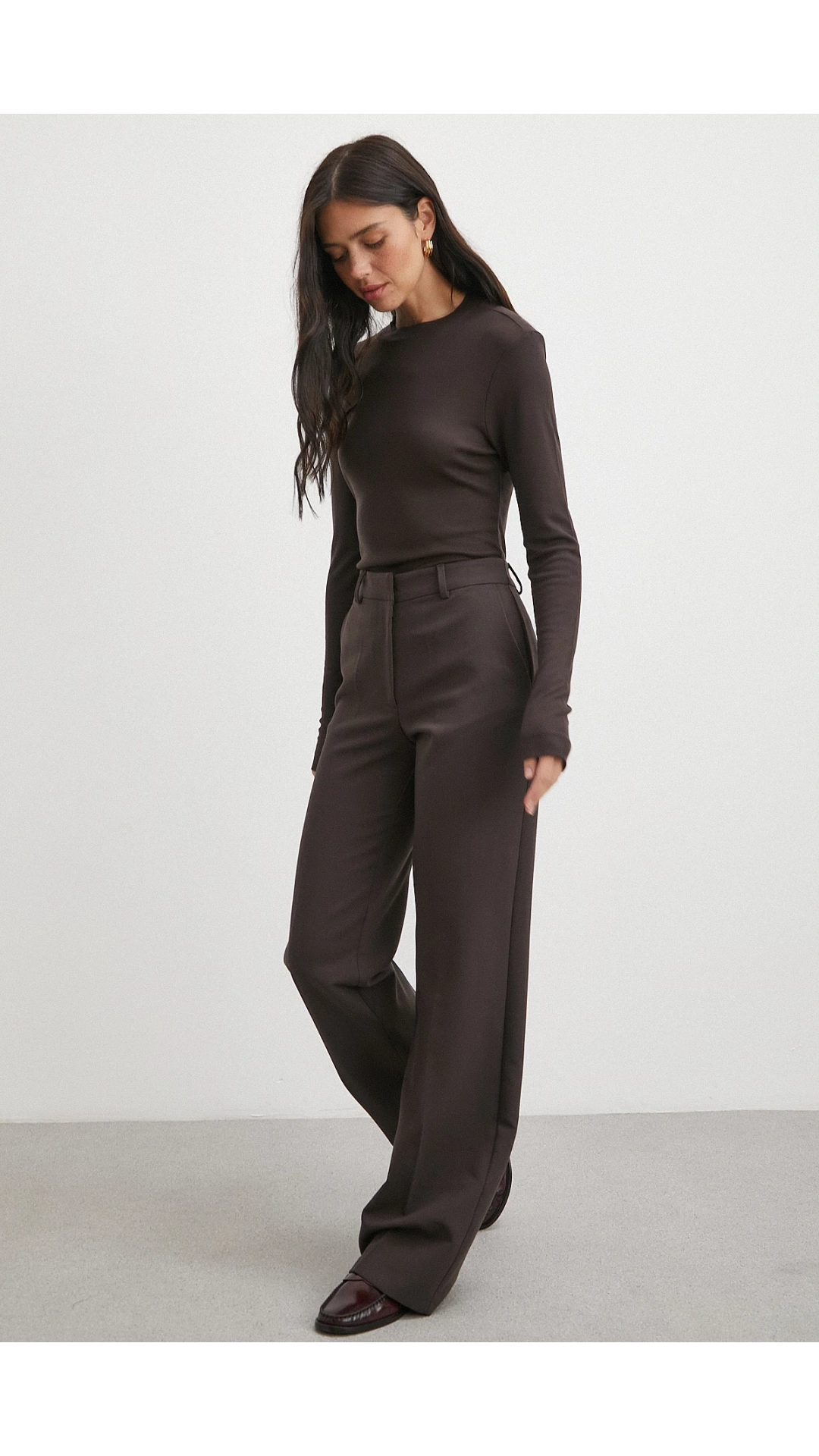 Yüksek Bel Klasik Pantolon Kahve