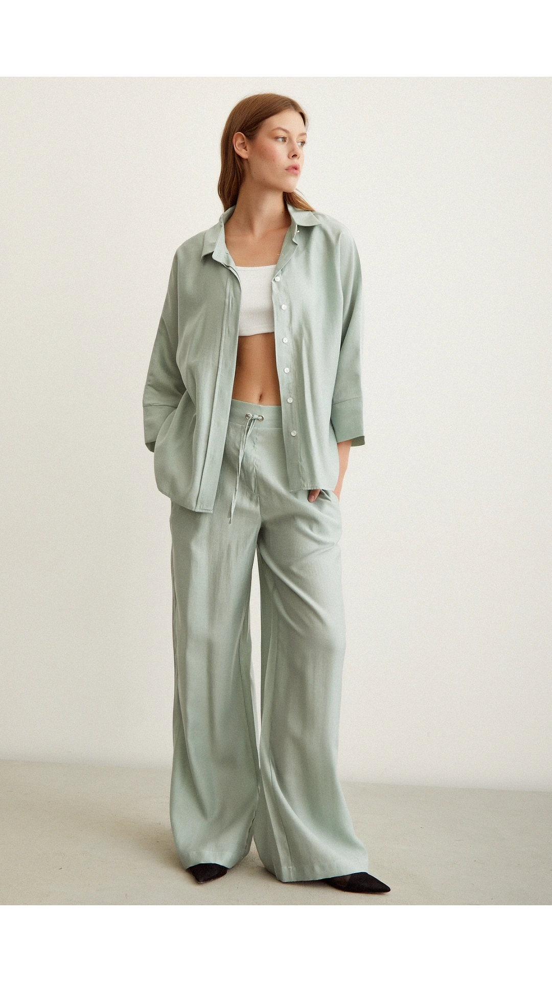 Beli Lastikli Pantolon Mint