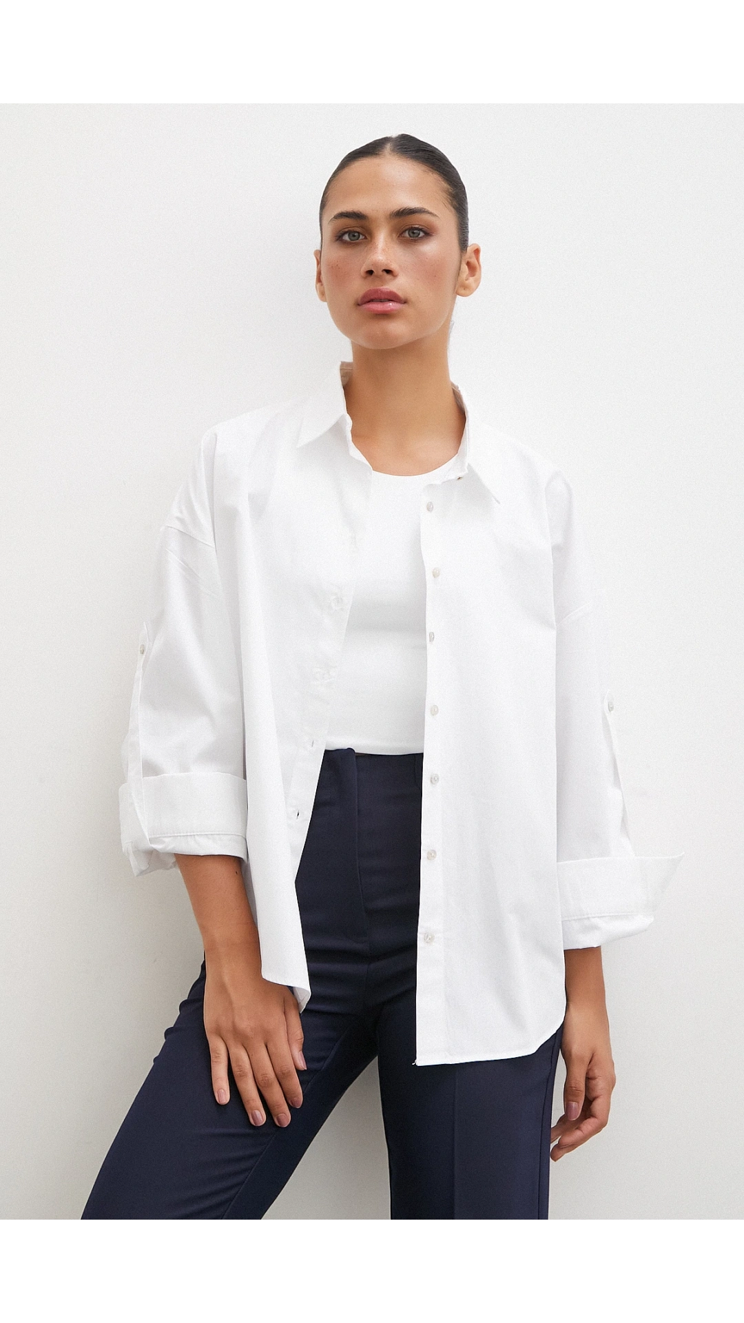 Kol Apoletli Gömlek Beyaz