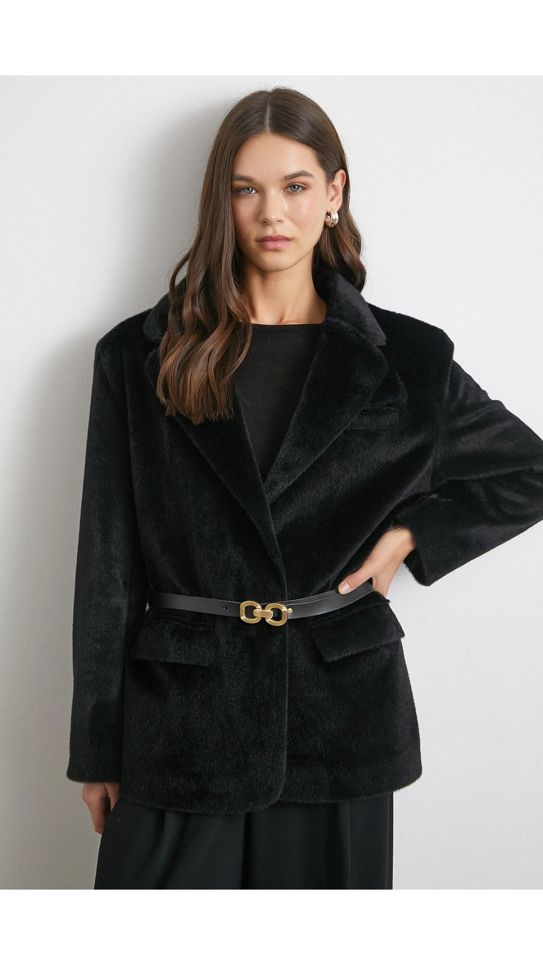 Kemer Tay Flock Ceket Siyah