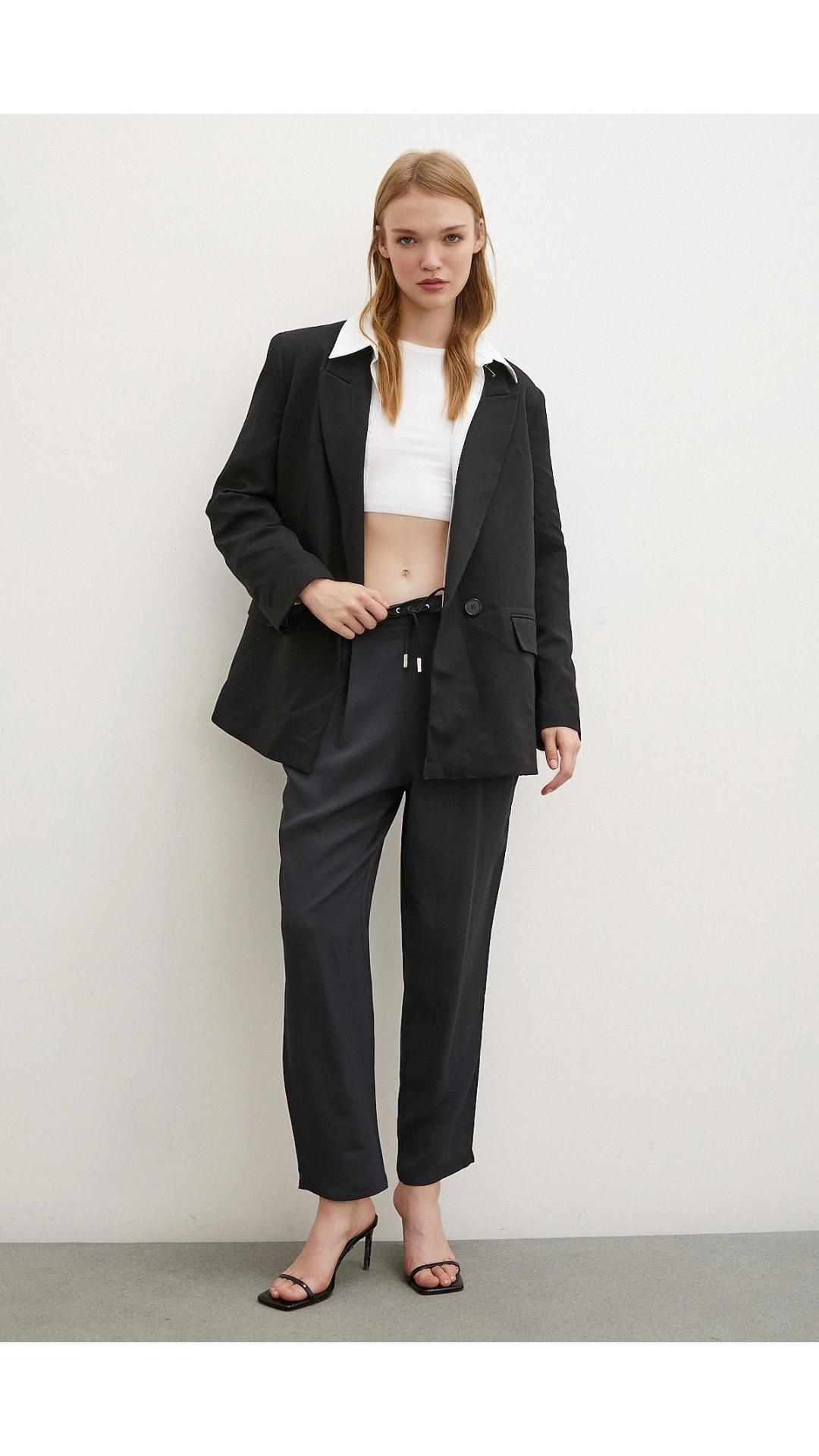 Beli Lastikli Boru Paça Pantolon Lacivert