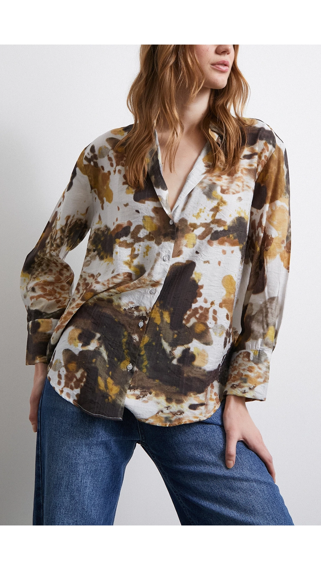 Batik Desen Vual Gömlek Haki