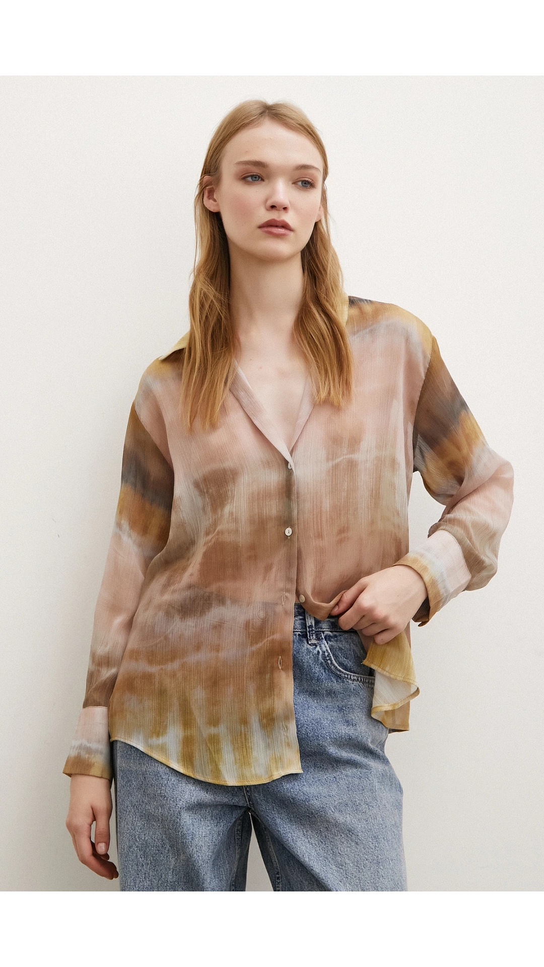 Krinkıl Desenli Gömlek Taş