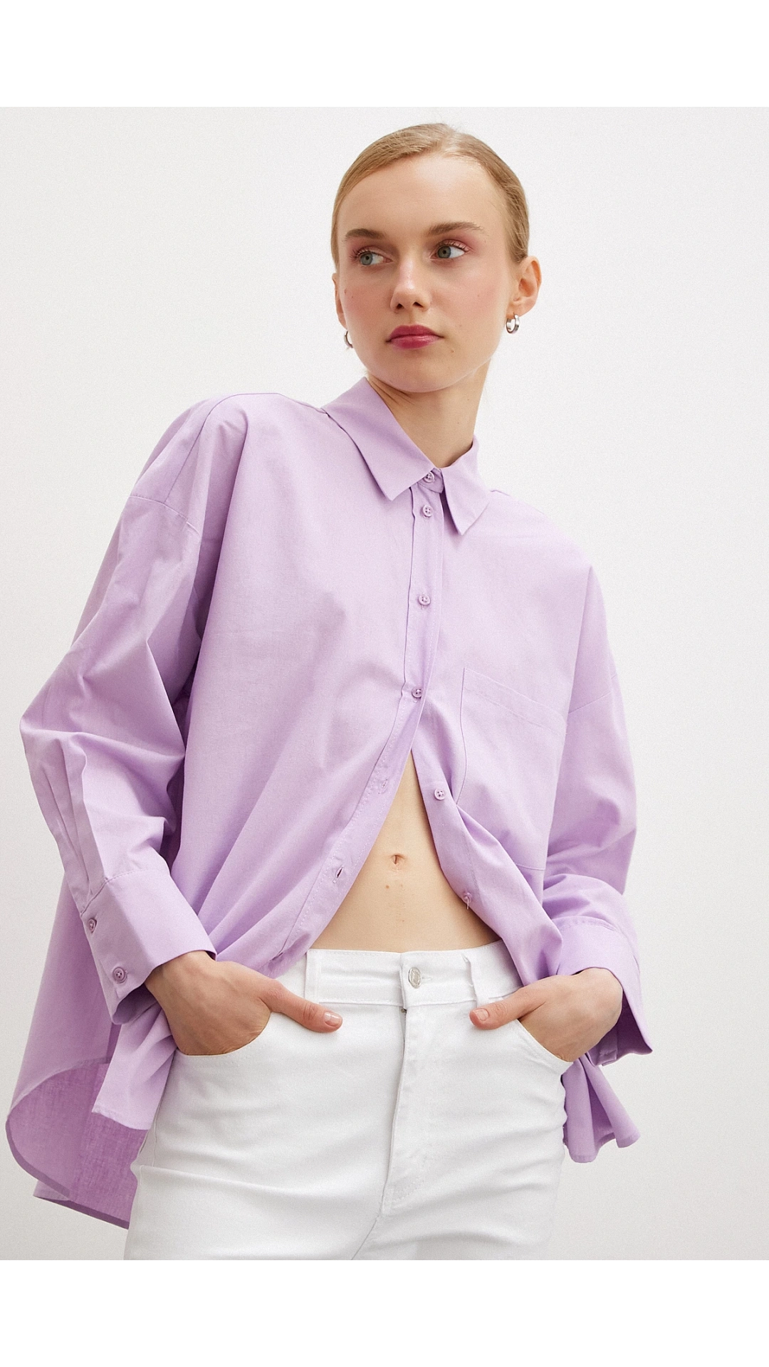 Regular Fit Poplin Gömlek Lila