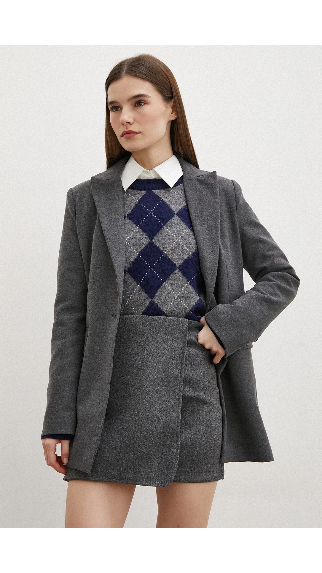 Önü Katlı Kaşe Etek Antirasit