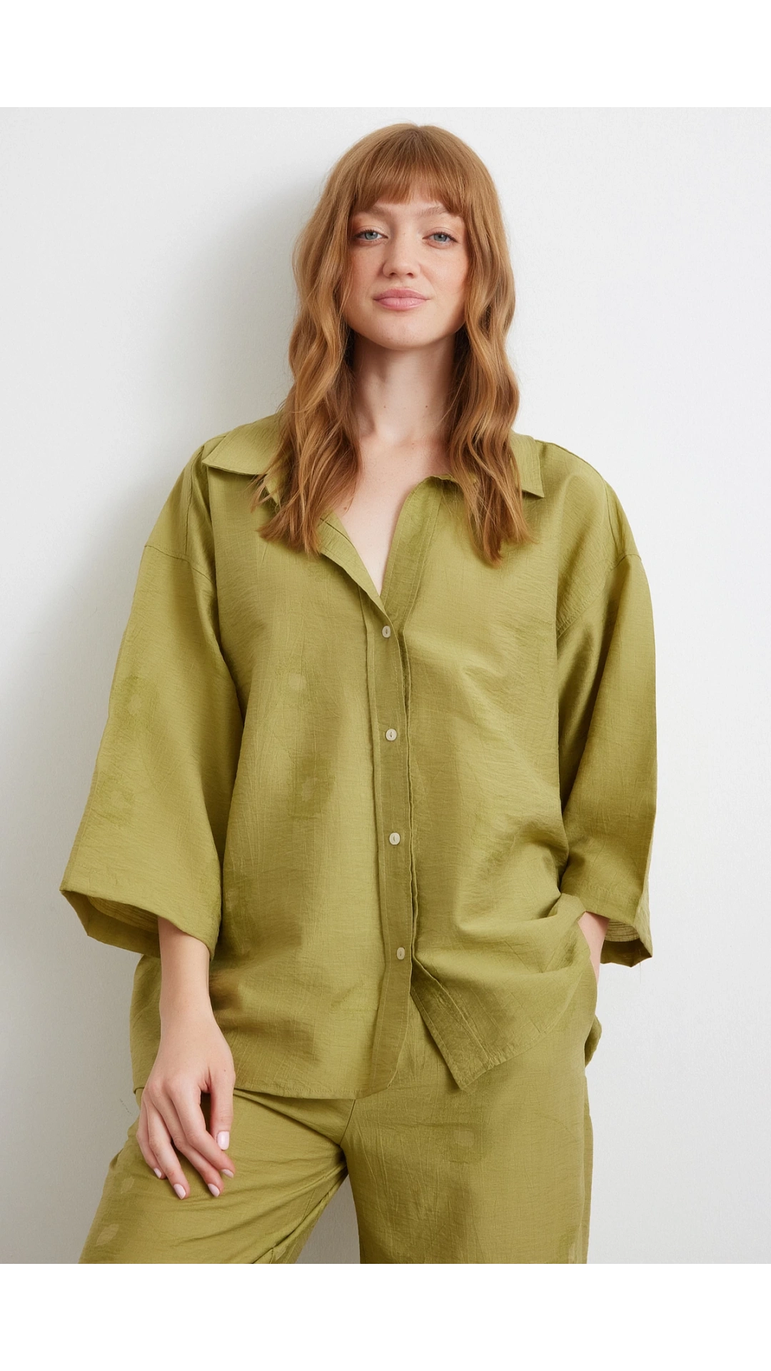 Fakir Kol Oversize Gömlek Yeşil