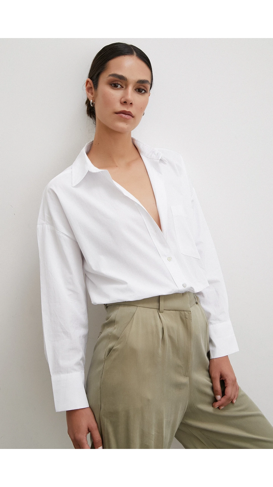 Tek Cepli Oversize Gömlek Beyaz