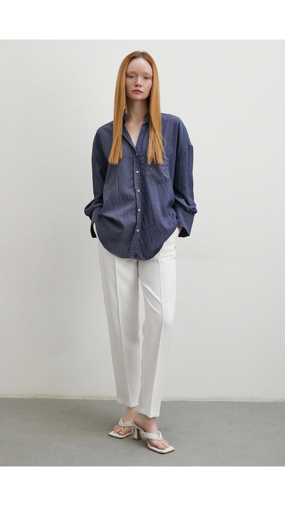 Cepli Çizgili Gömlek Lacivert