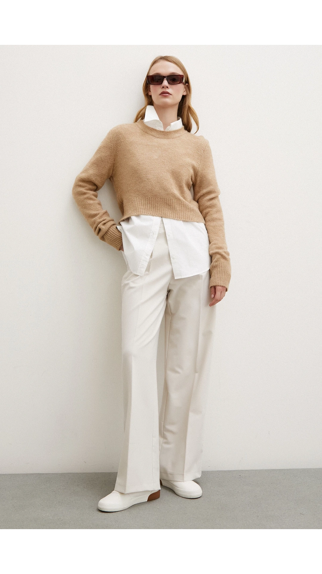 Geniş Paça Pantolon Krem