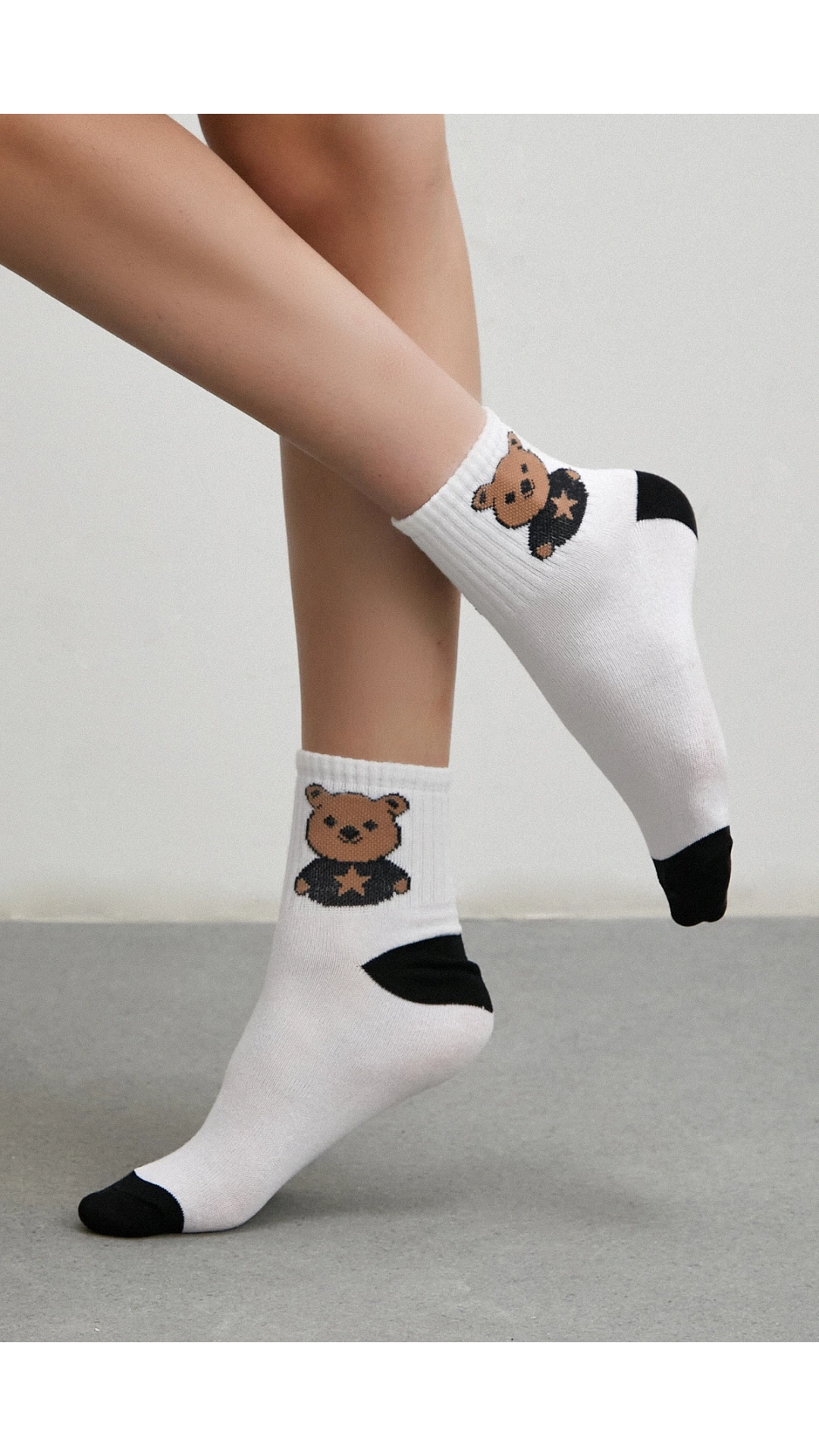 4 Lü Rocker Bear Kolej Çorap Seti Beyaz