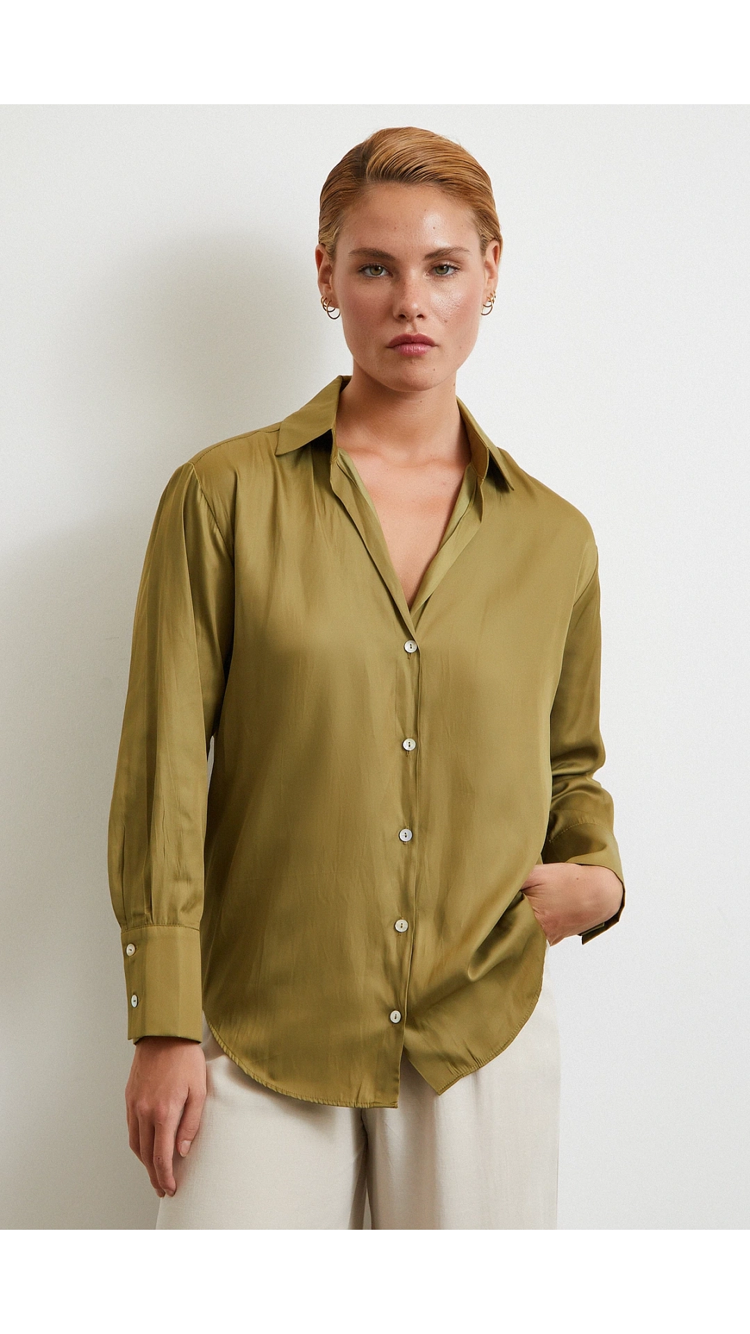 Diagonal Desen Gömlek Yeşil