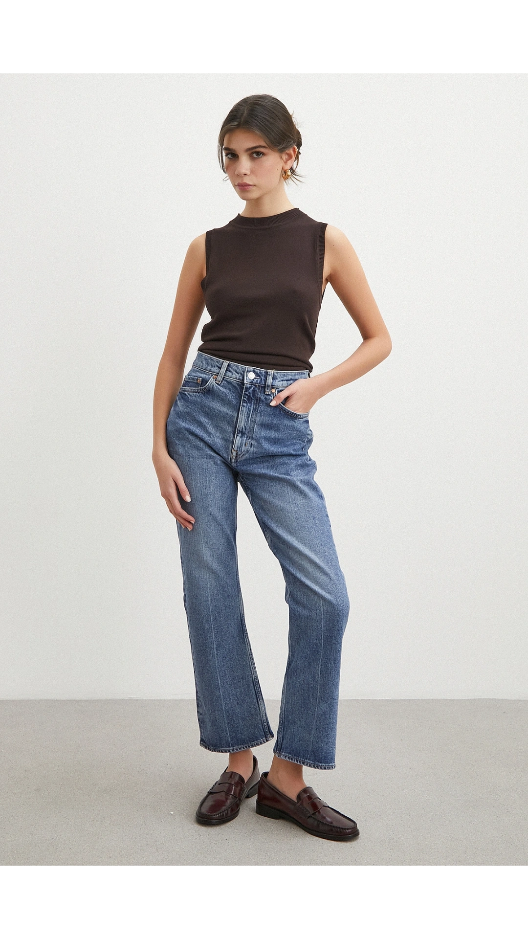 Beş Cepli Yüksek Bel Regular Fit Jean Mavi