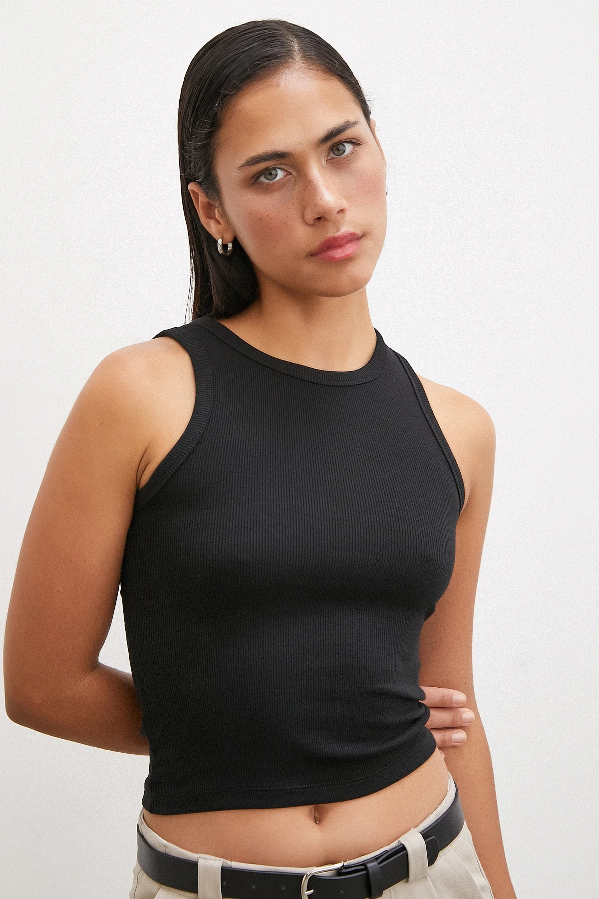 Bisiklet Yaka Top Siyah