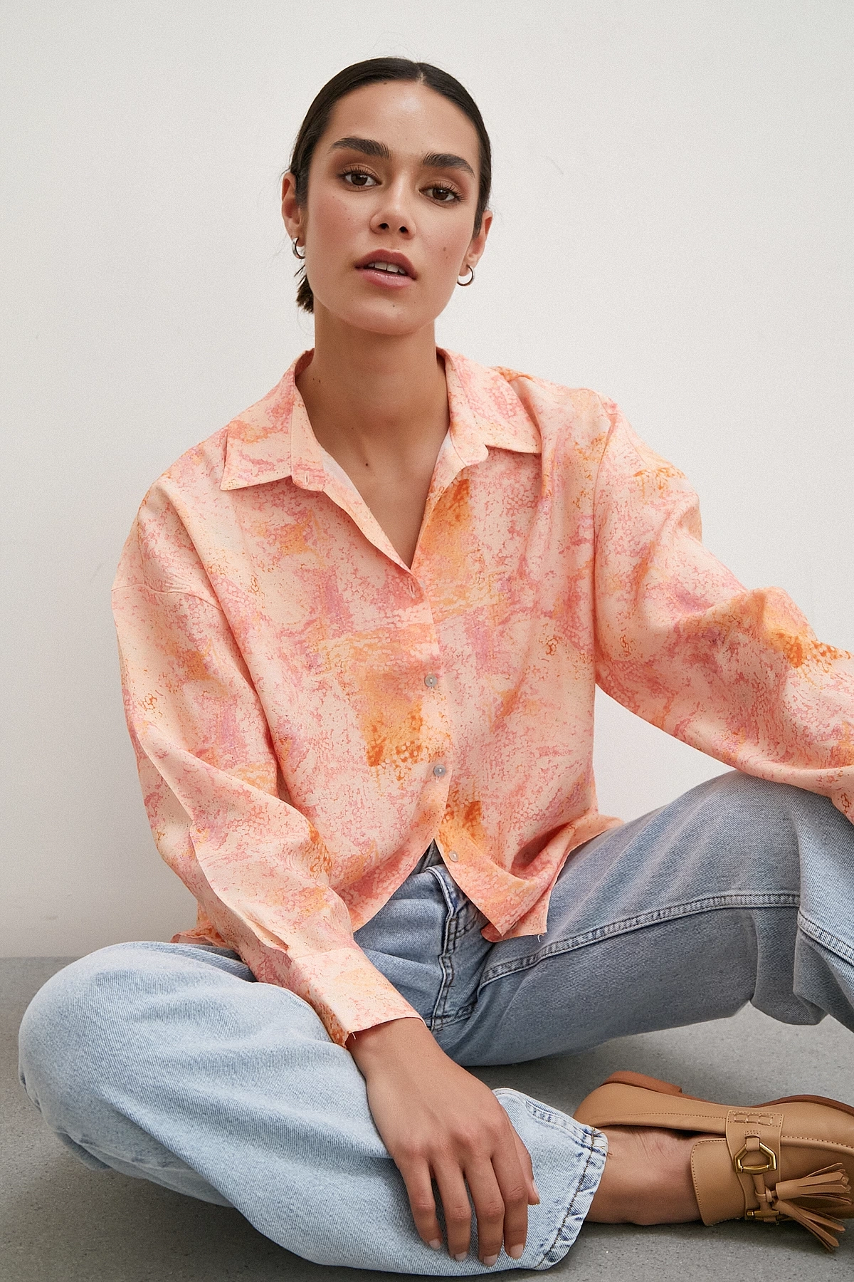 Damla Desenli Gömlek Pembe