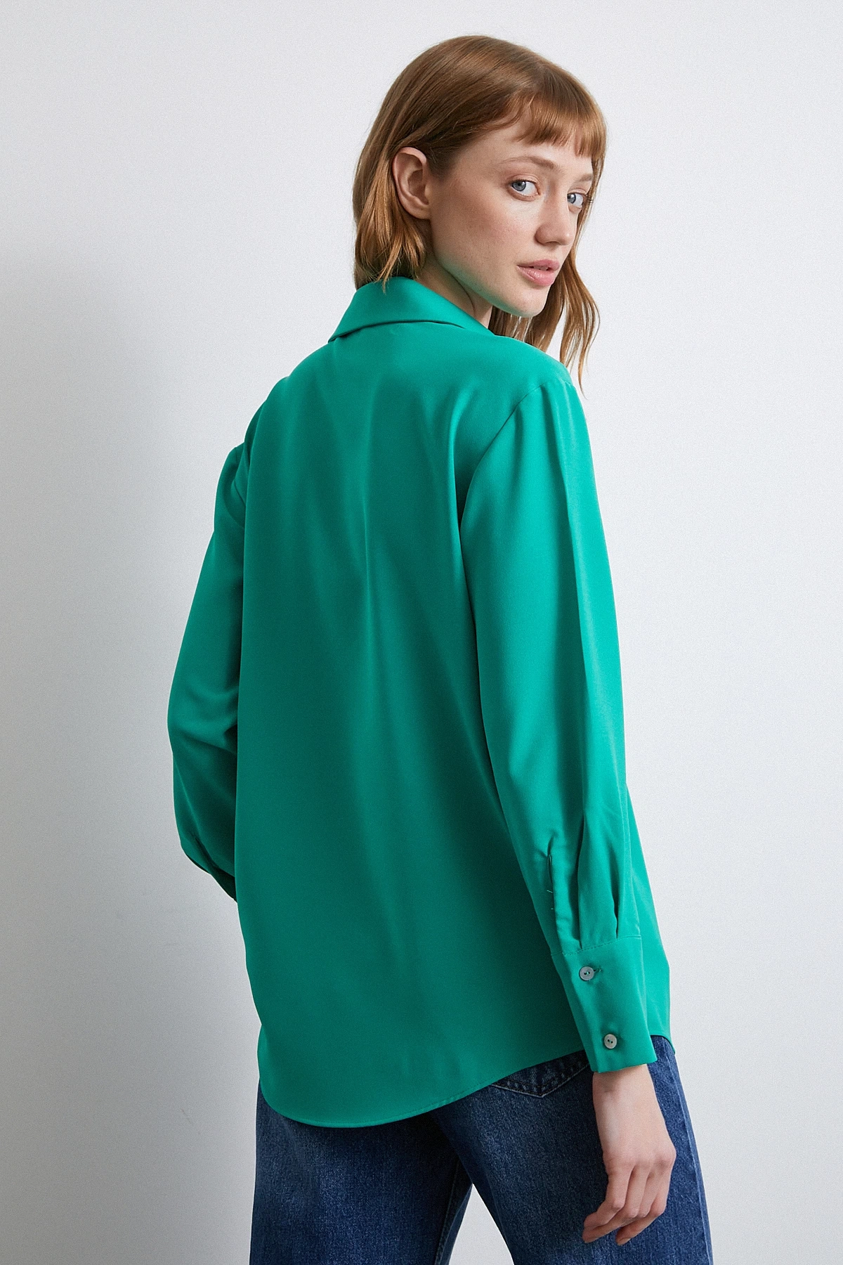 Klasik Saten Gömlek Yeşil