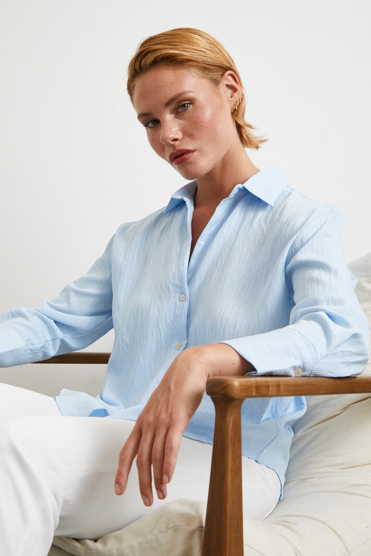 Paralel Çizgili Gömlek Mavi