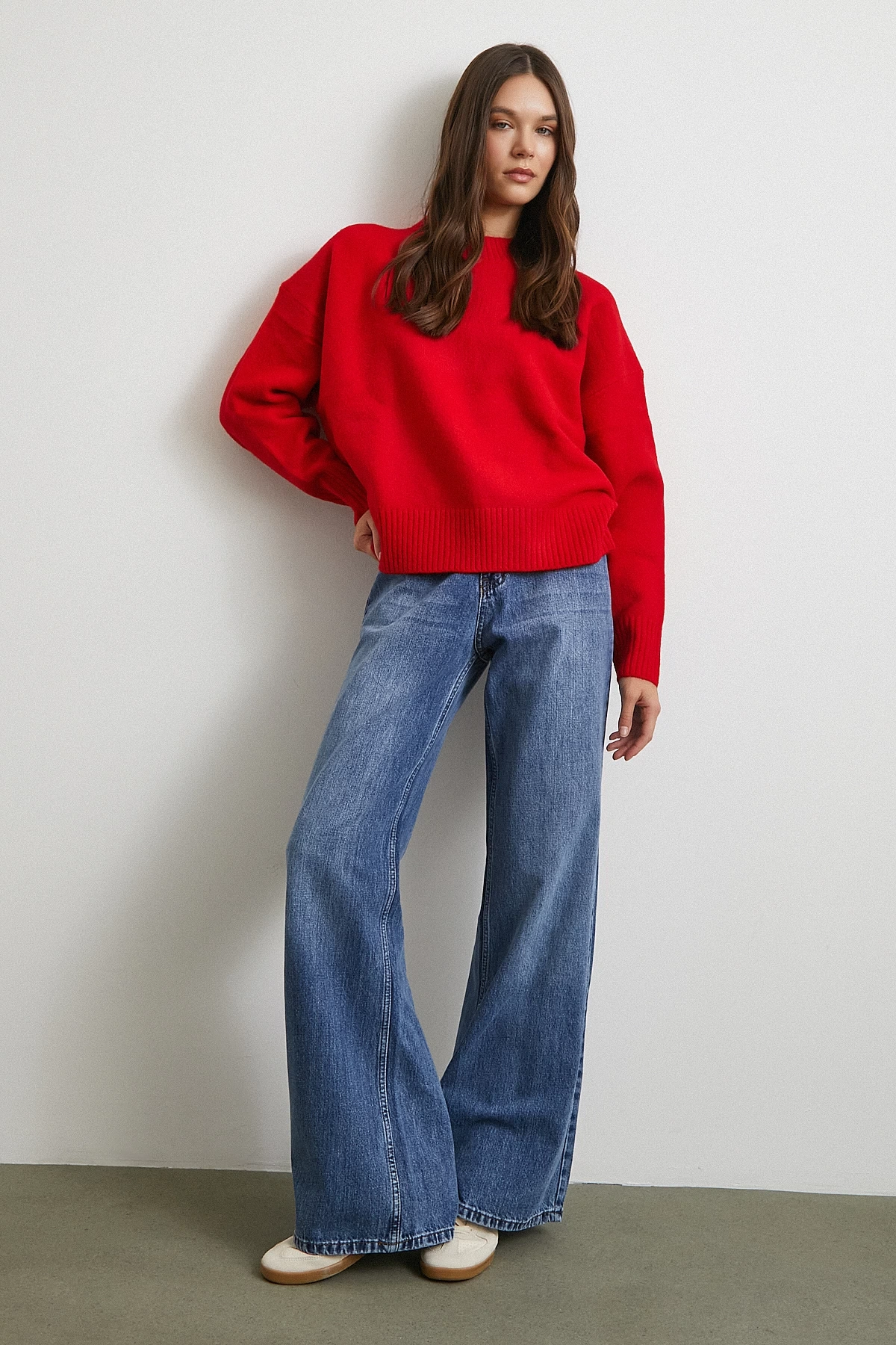 Yüksek Bel Wide Leg Jean Mavi