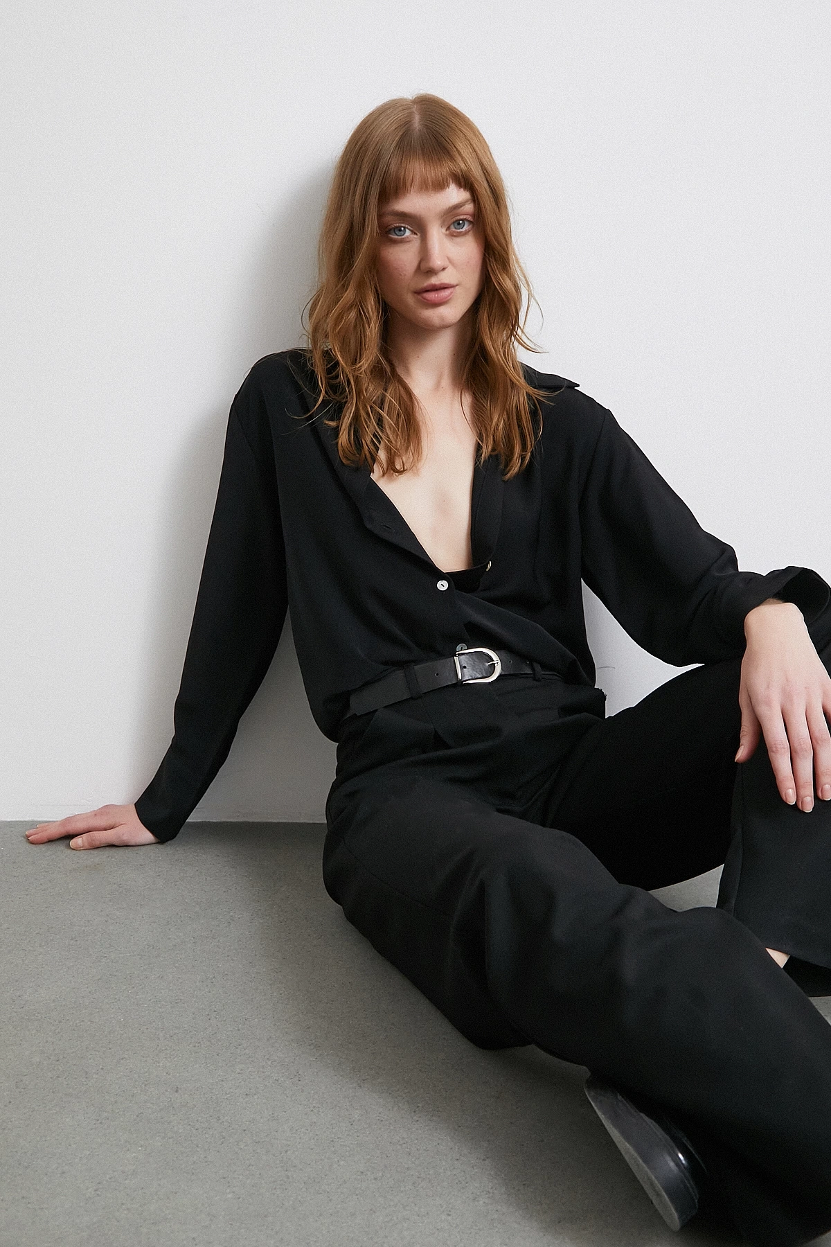 Klasik Saten Gömlek Siyah