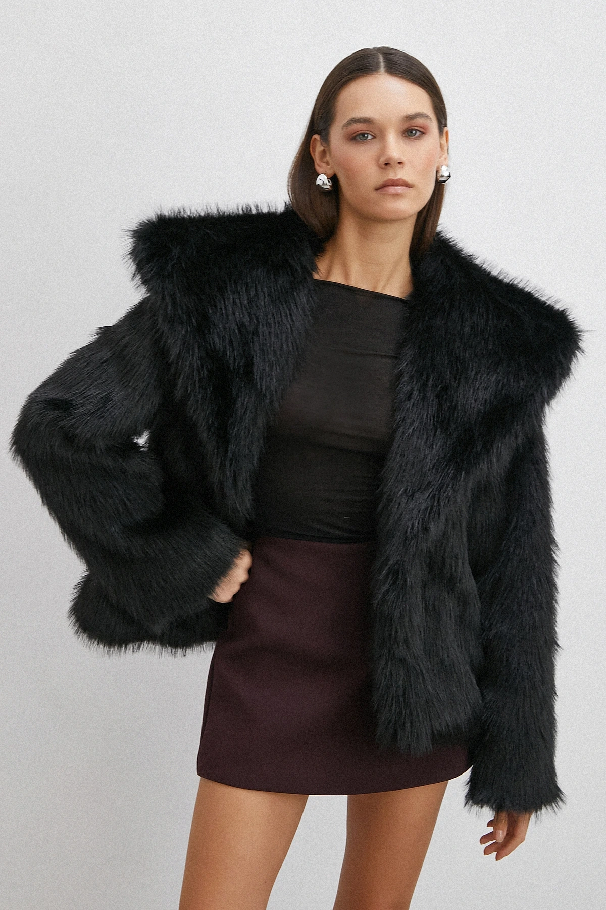 Midi Boy Lolita Kürk Siyah