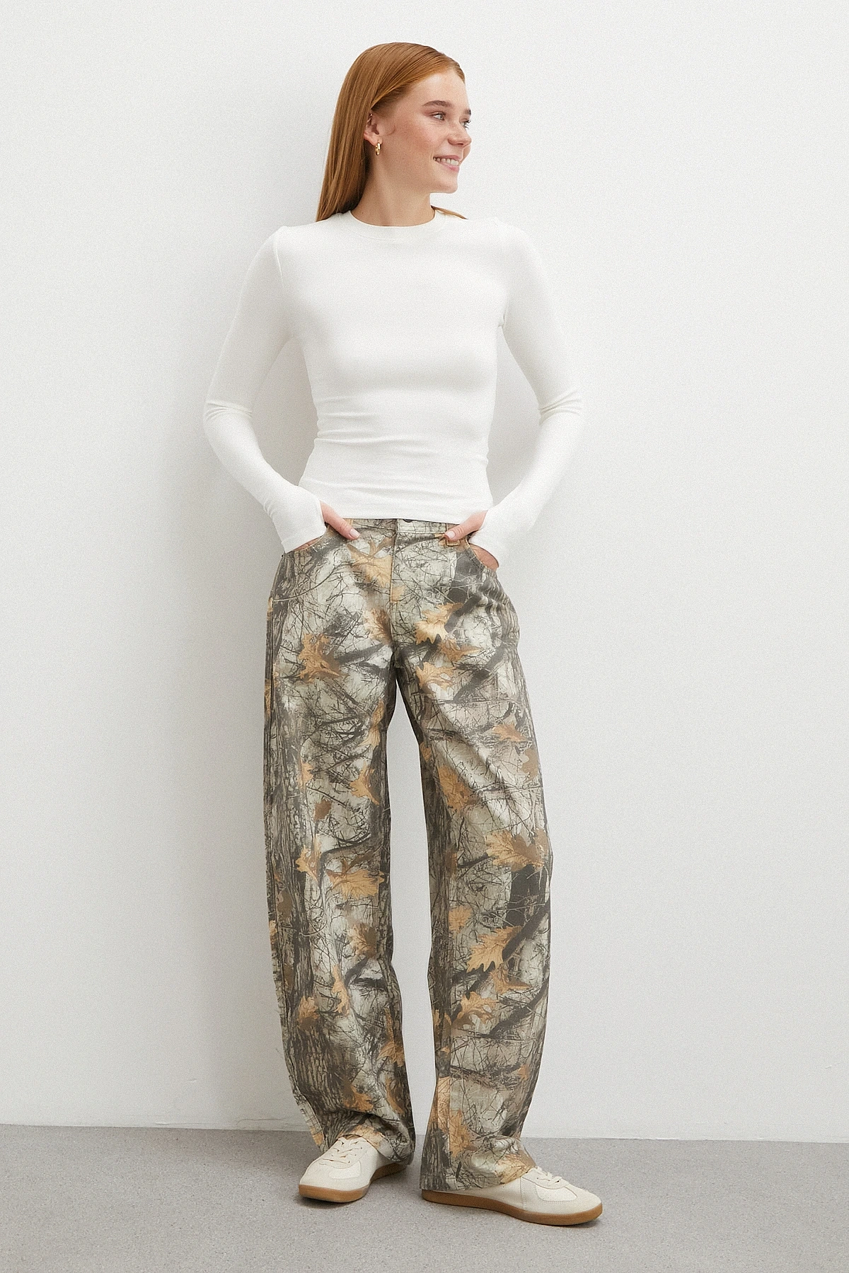 Desenli Boyfriend Premium Jean Bej