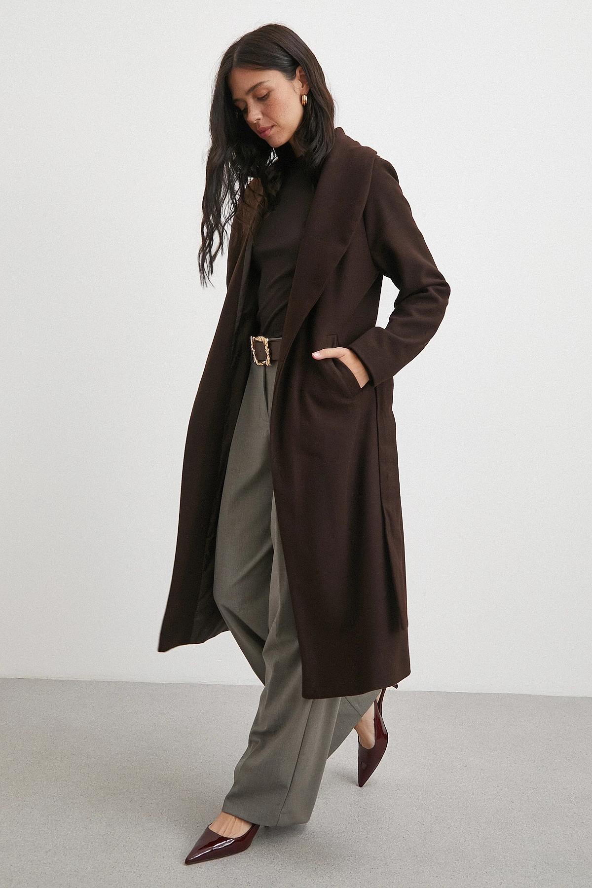 Kuşaklı Kaşe Kaban Kahve