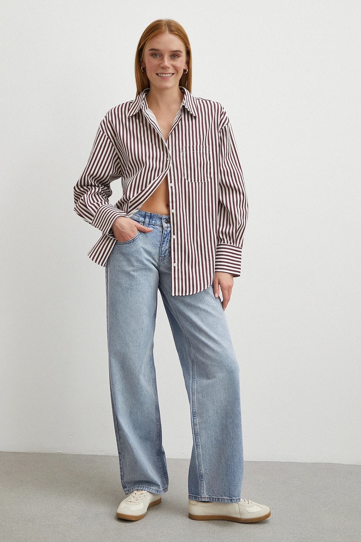 Düşük Bel Wide Leg Jean Mavi