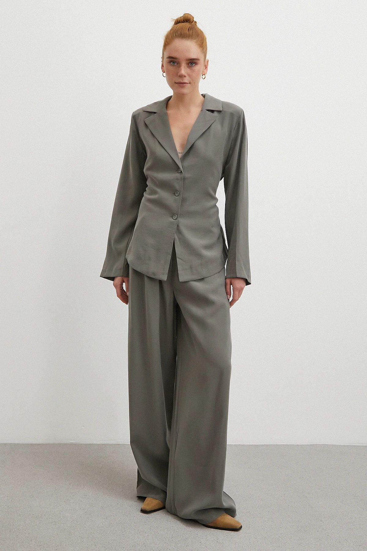 Gömlek Pantolon Modal Takım Haki