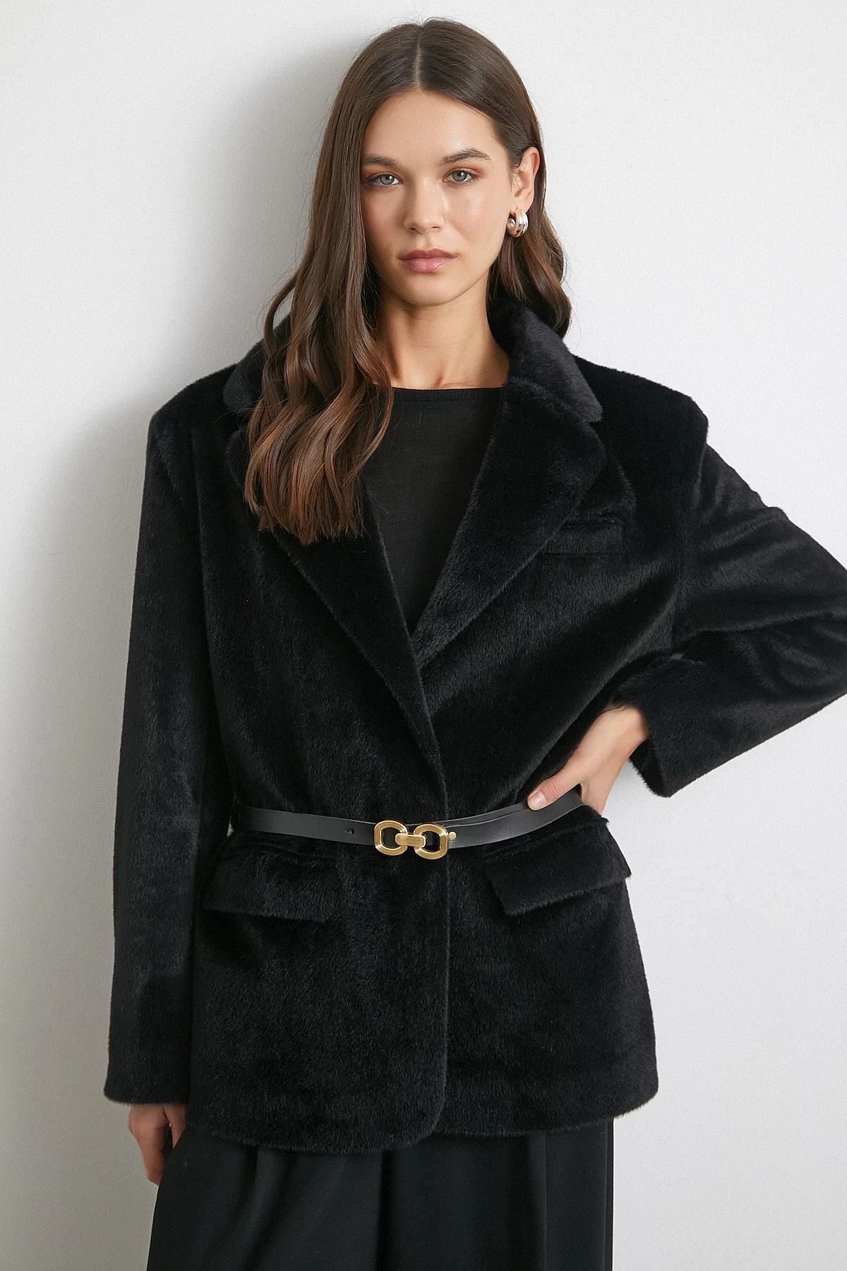 Kemer Tay Flock Ceket Siyah