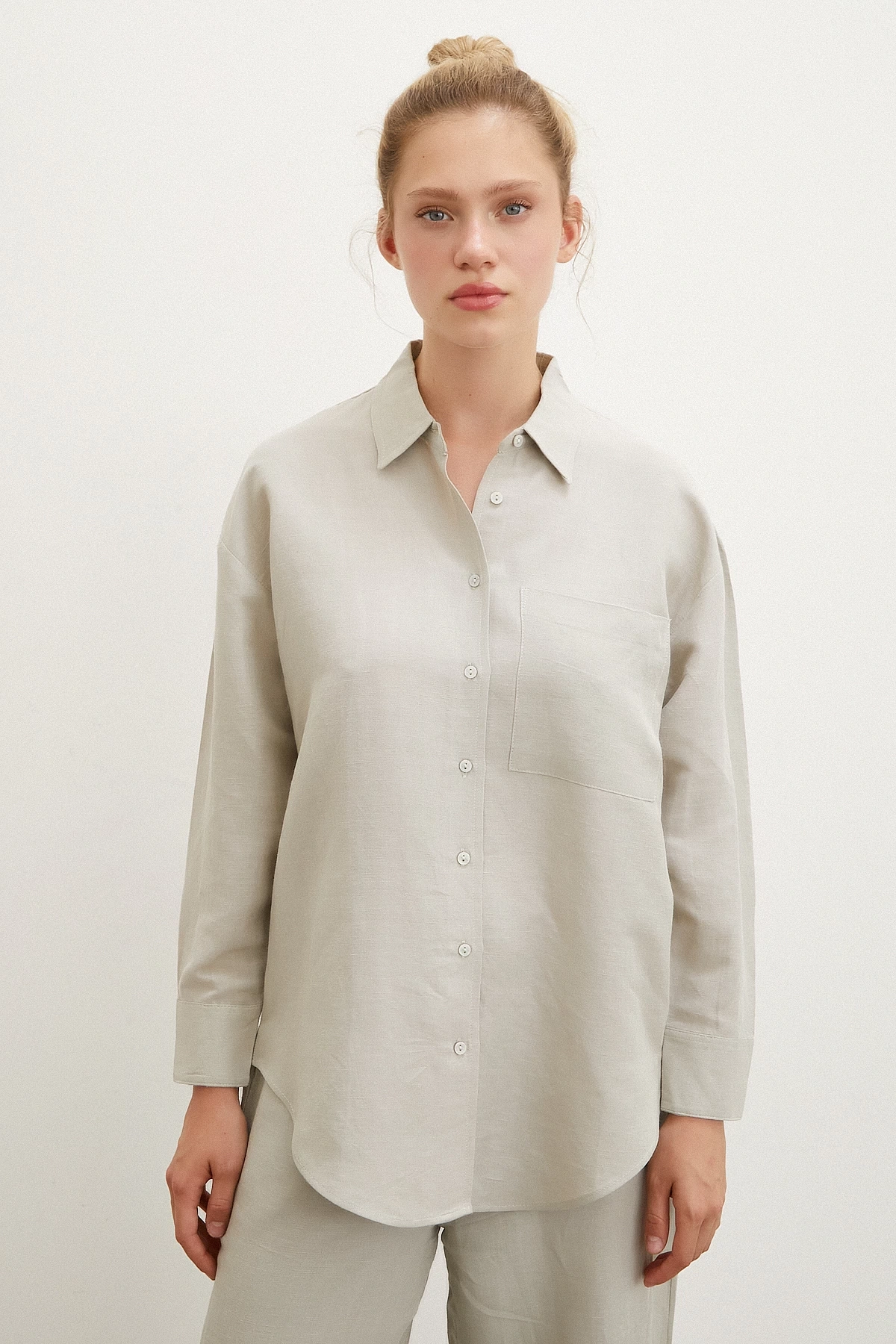 Cepli Oversize Gömlek Haki