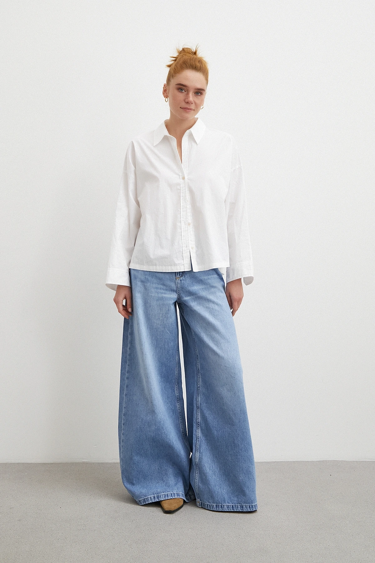 Yüksek Bel Wide Leg Jean Mavi