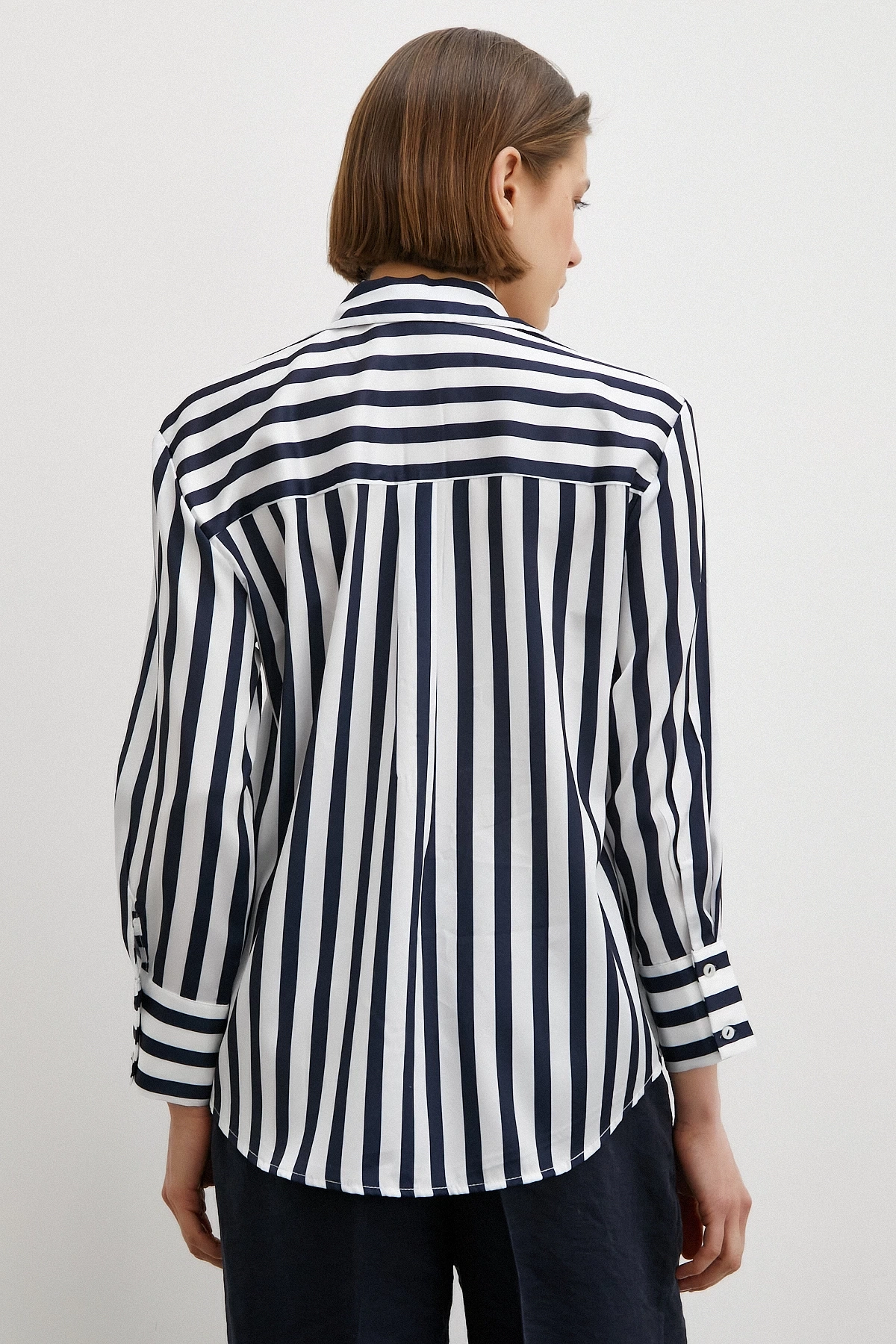 Robalı Çizgili Gömlek Lacivert