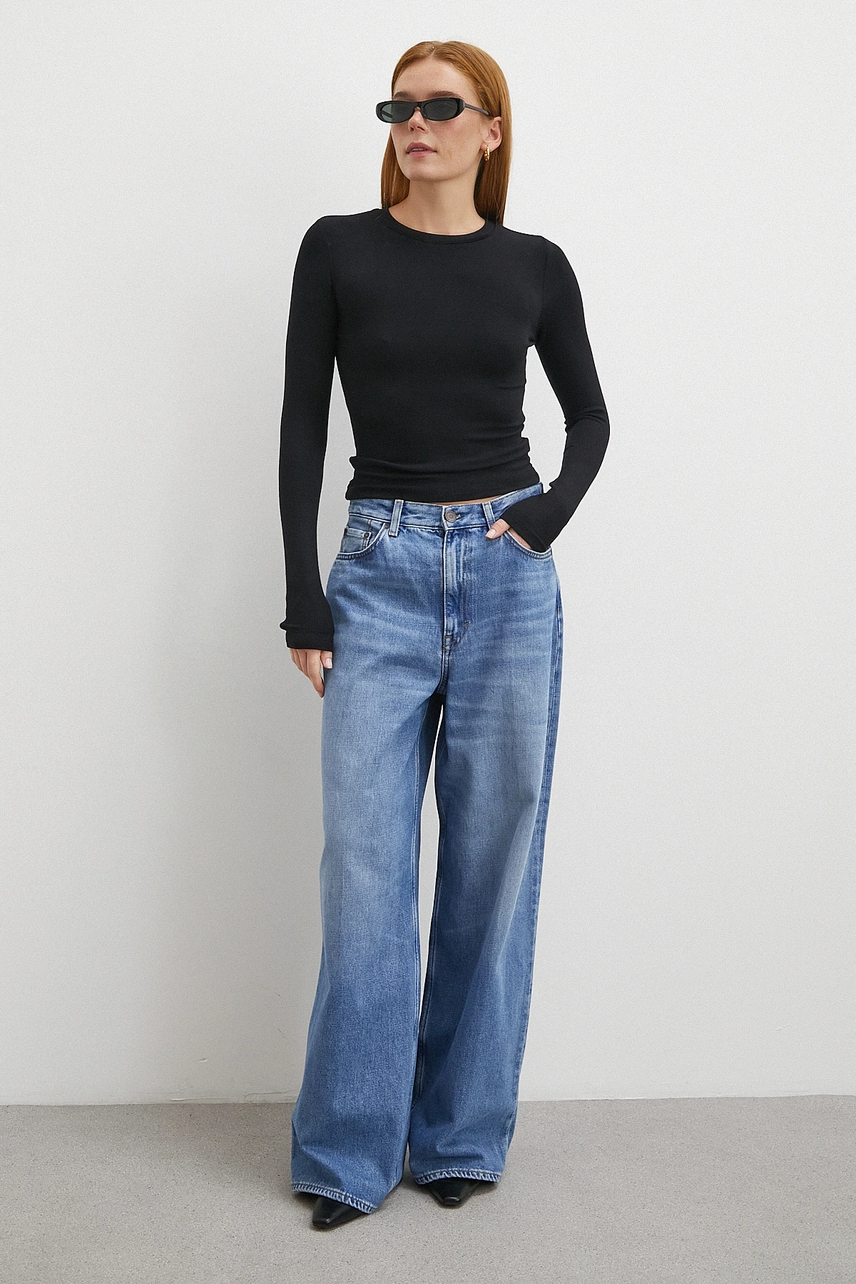 Kol Yırtmaçlı Bluz Siyah