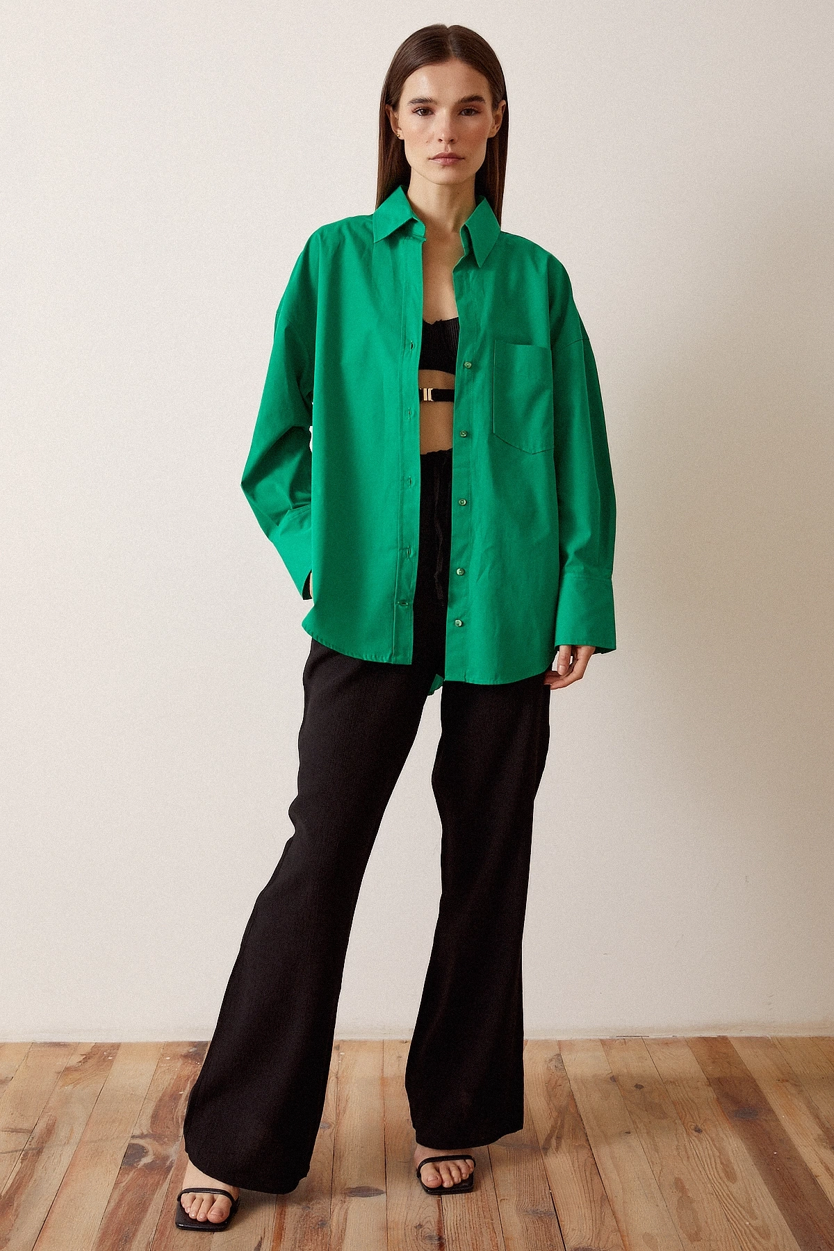 Klasik Poplin Gömlek Yeşil