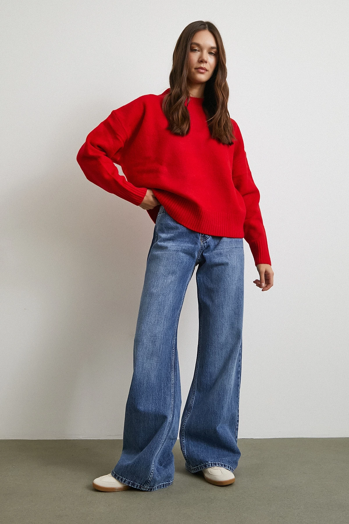 Yüksek Bel Wide Leg Jean Mavi