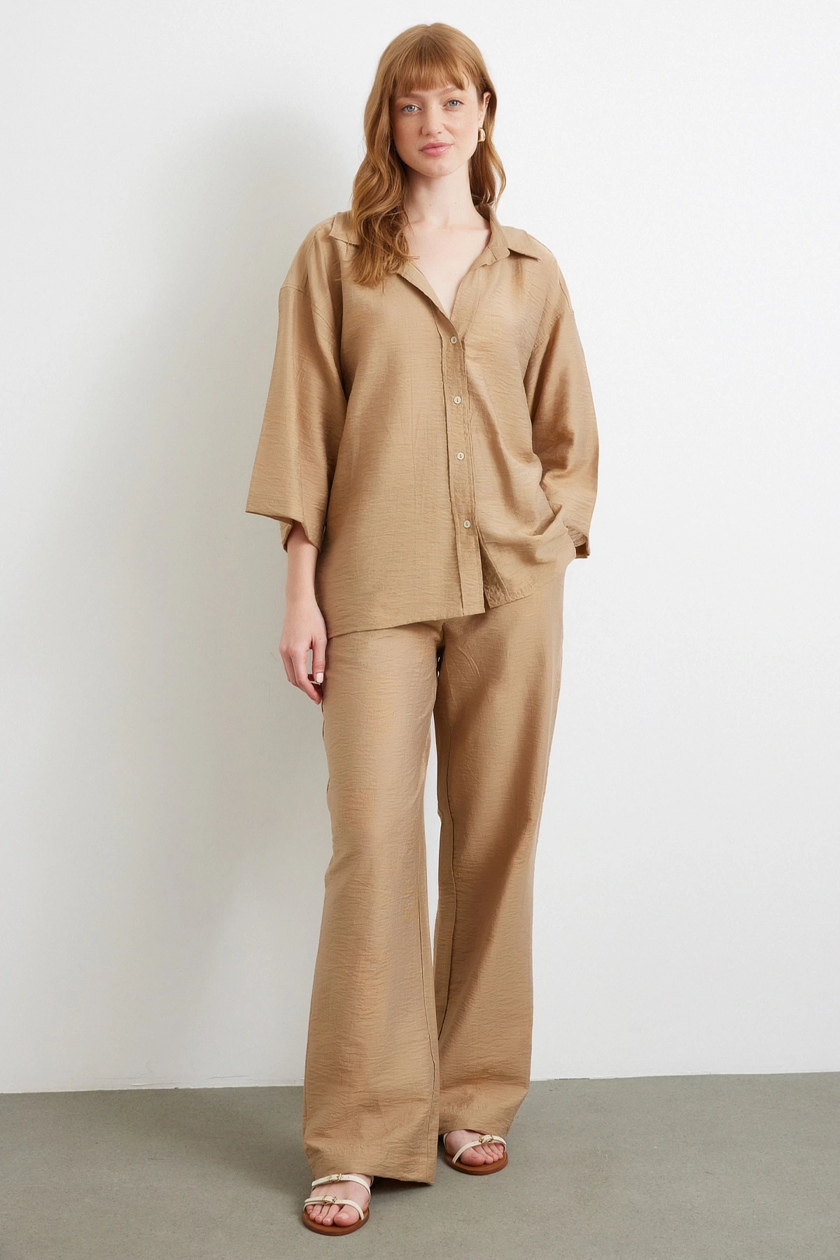 Arka Cepli Salaş Pantolon Kahve