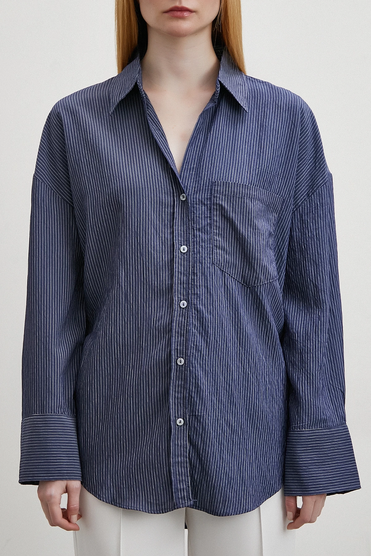 Cepli Çizgili Gömlek Lacivert