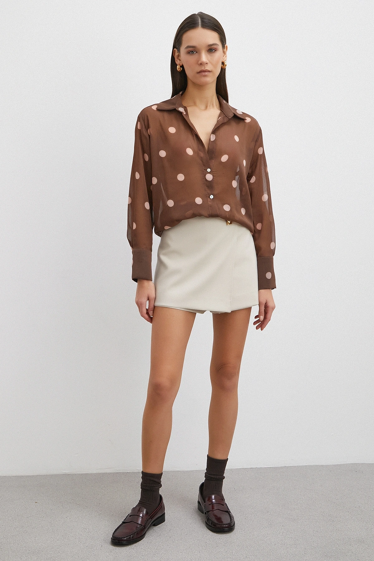 Desenli Yoryo Gömlek Kahve