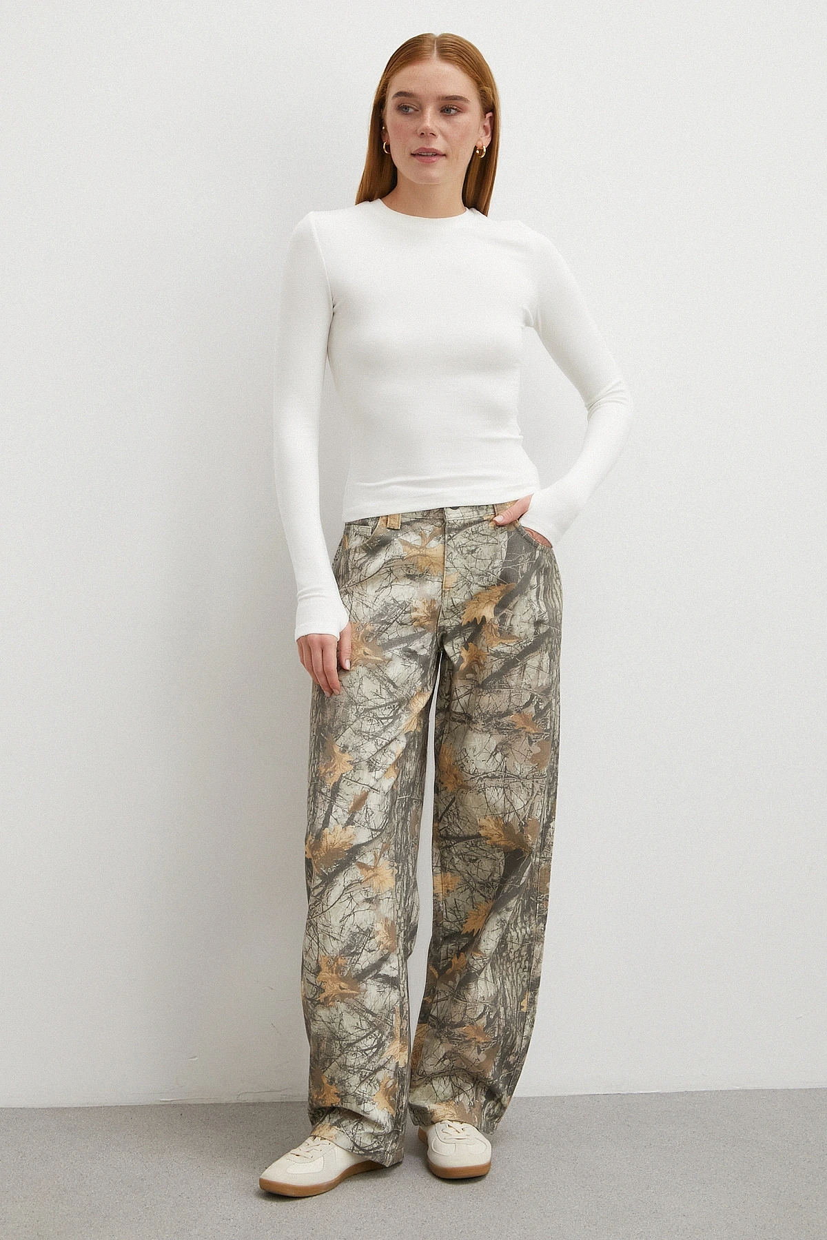 Desenli Boyfriend Premium Jean Bej