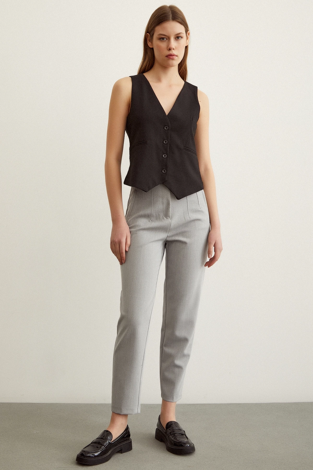 Skinny Kumaş Pantolon Gri