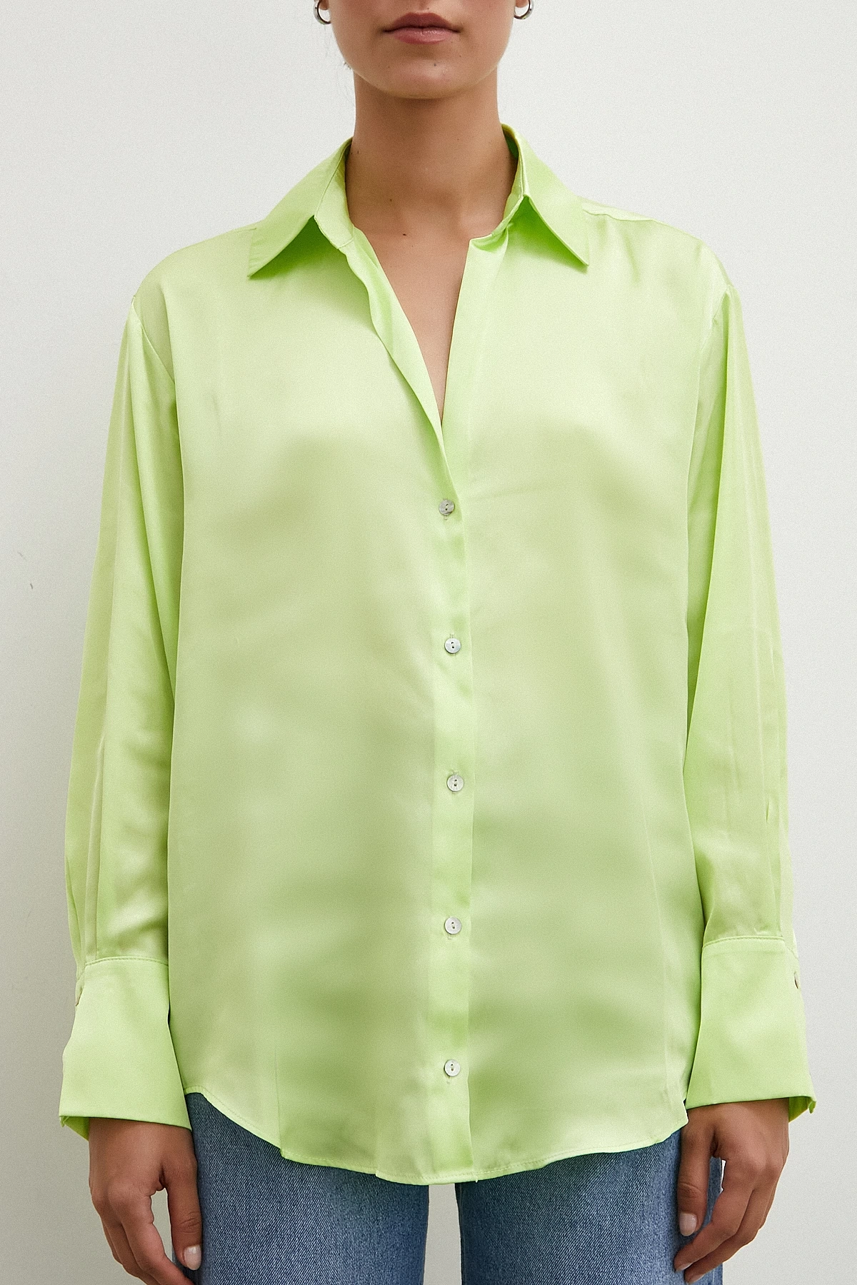 Basic Saten Gömlek Sarı