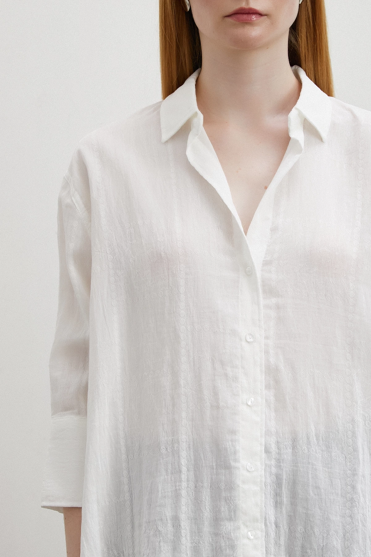 Çift İğneli Fakir Kol Gömlek Beyaz