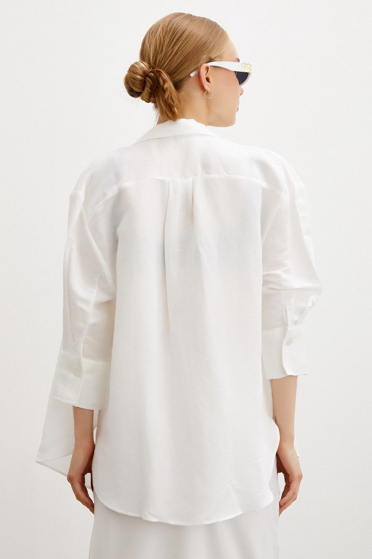 Fakir Kol Keten Gömlek Beyaz